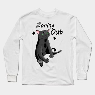 Black Cat Zoning Out Long Sleeve T-Shirt